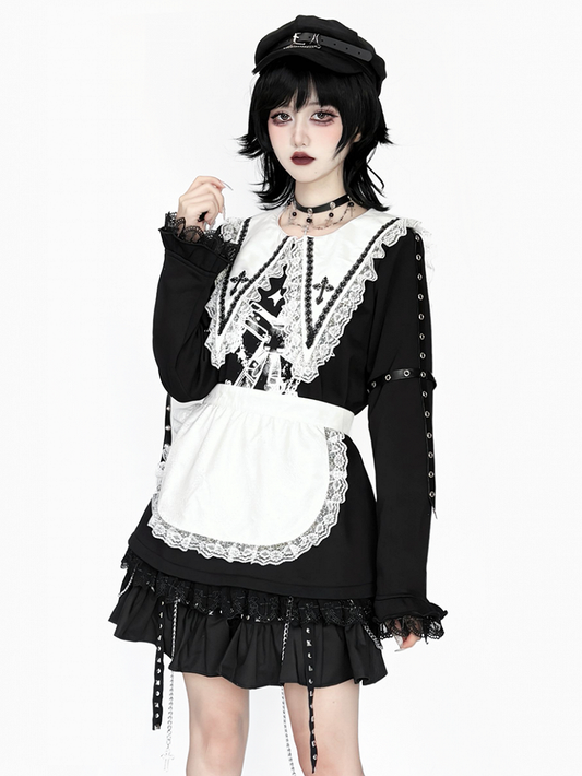 Apron with White Trim Lace