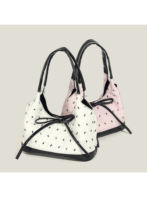 2-Color Sweet Bowknot Print Shoulder Bag