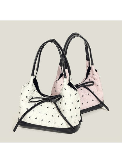 2-Color Sweet Bowknot Print Shoulder Bag