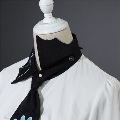 ロングパンクシャツ ルーシュロック 袖付き タイ付き ホワイト