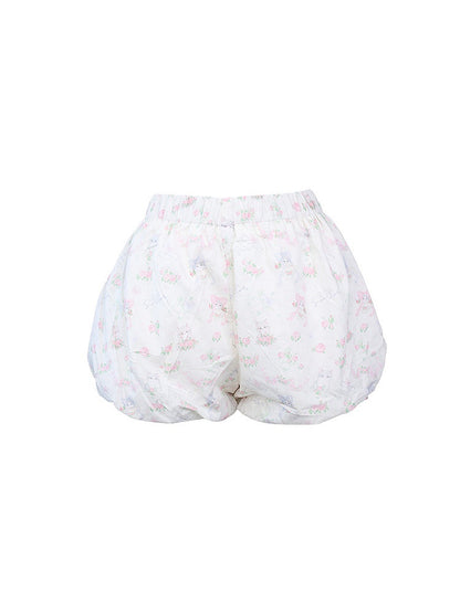 - Style White Daily Kawaii Floral Print Bloomers