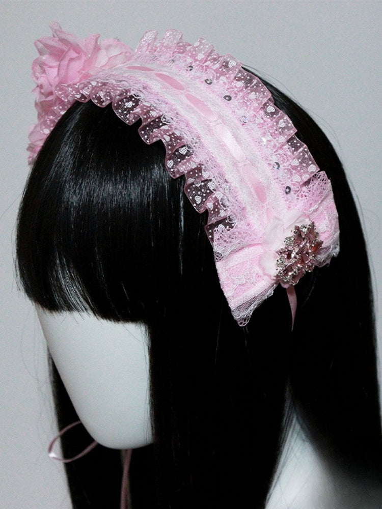 with Trim Pink Light Hairband Ruffles