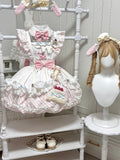 with Dress Sweet Cake Pink Apron Lolita Stripe Decor Bubble and Skirt Brooch OP Puppy