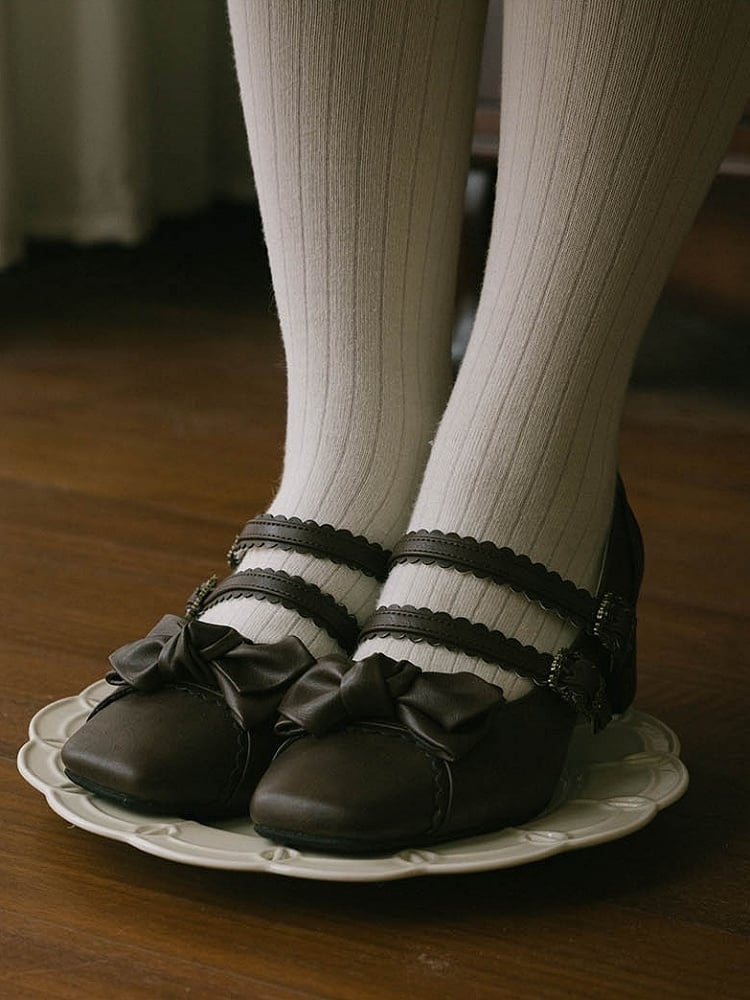 Sweet Top Brown Shoes Lolita at Bow
