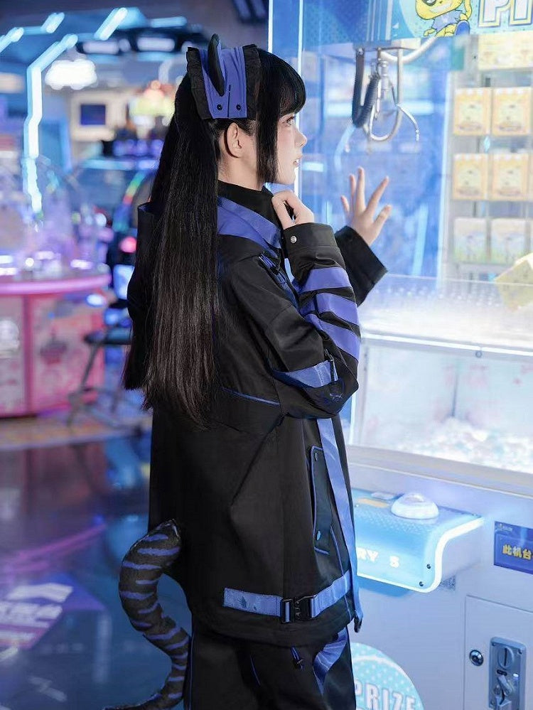 Jacket Ear Blue-Purple Cyber Futuristic Kitty Fashion Techwear Hooded Windbreaker