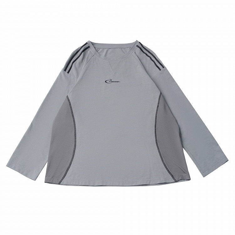 Gray Quick-Dry Long Sleeve Tee with Mesh Panels - PINK SAVIOR
