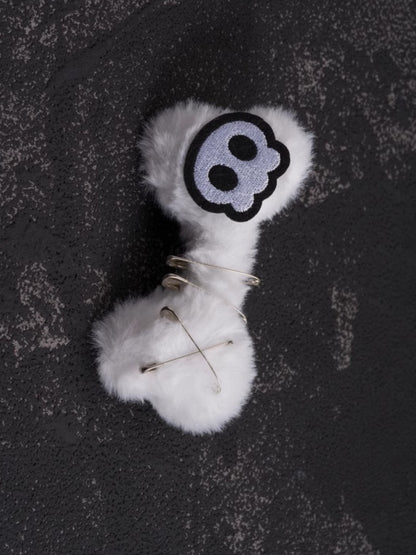 White Details Skeleton Applique Gothic Hairclip Bone Pin Plush