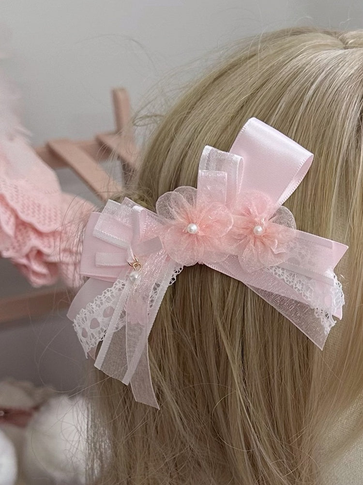 Bow Decorations Lolita Blossom Cherry Hairclip Pink