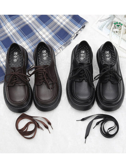 Classic Round Toe Lace-Up School Shoes