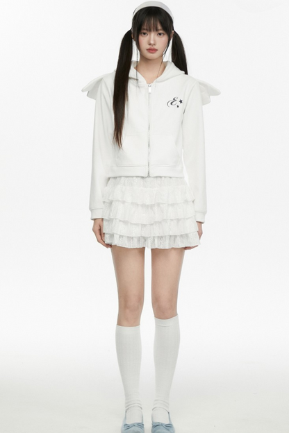Angel White Wings Kurzer Kapuzenpullover mit Kapuze