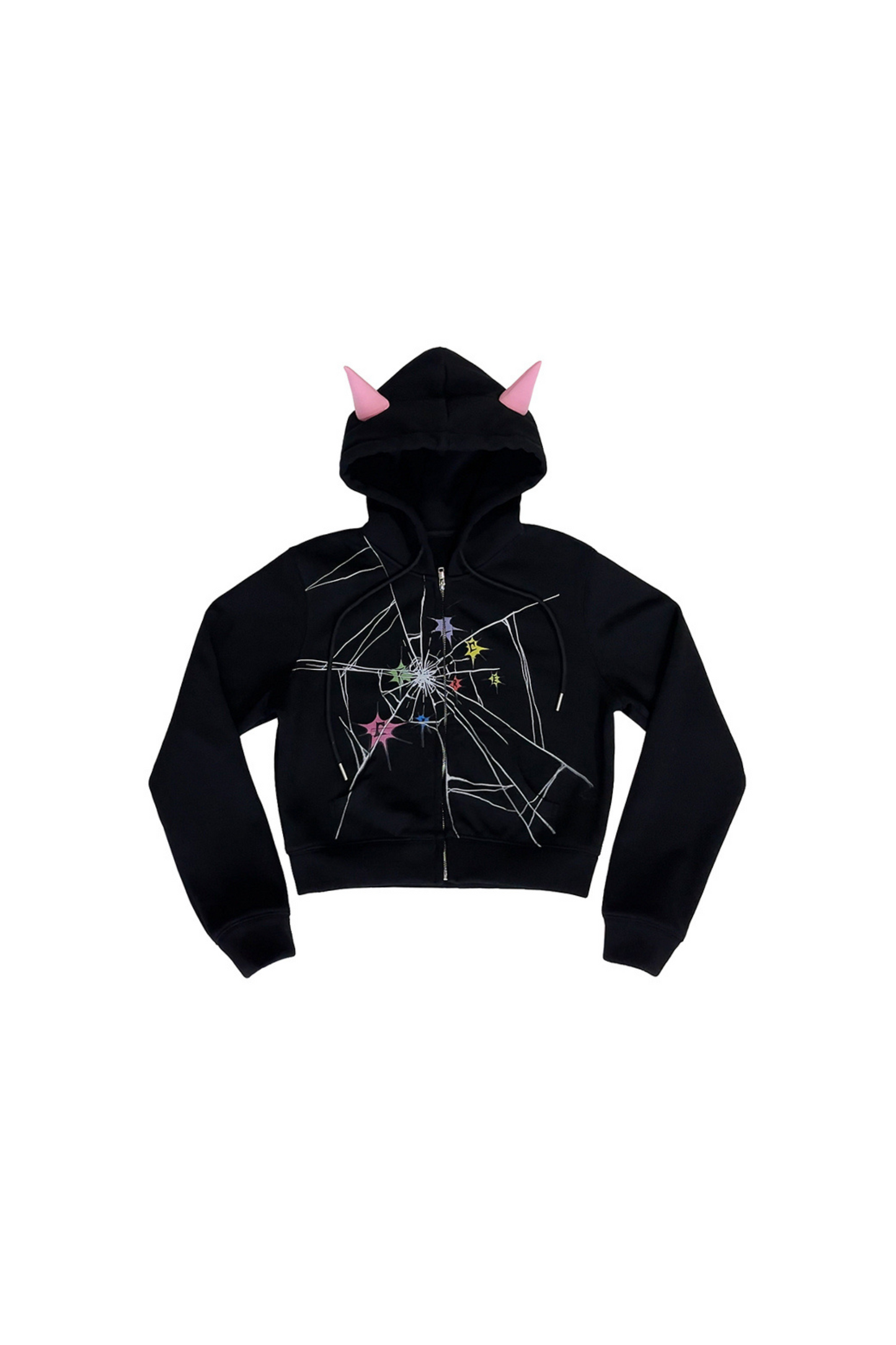 デビルポイントクラックルフード付きショートスウェットシャツ