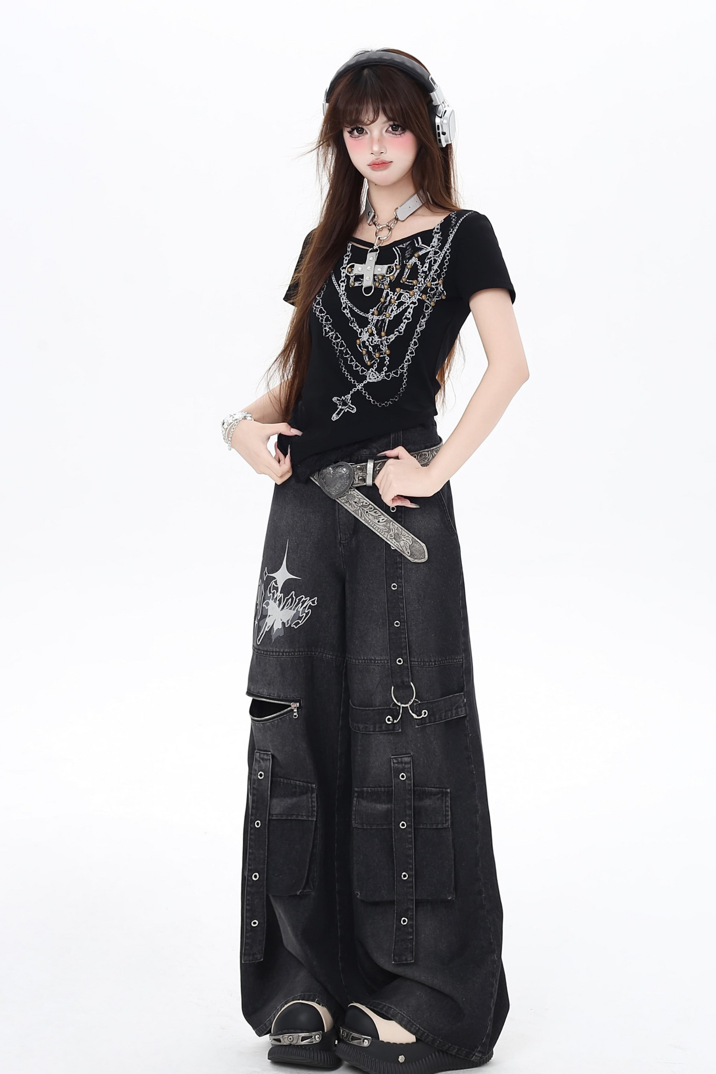 トップス ダーク クロップ シック ホロウ