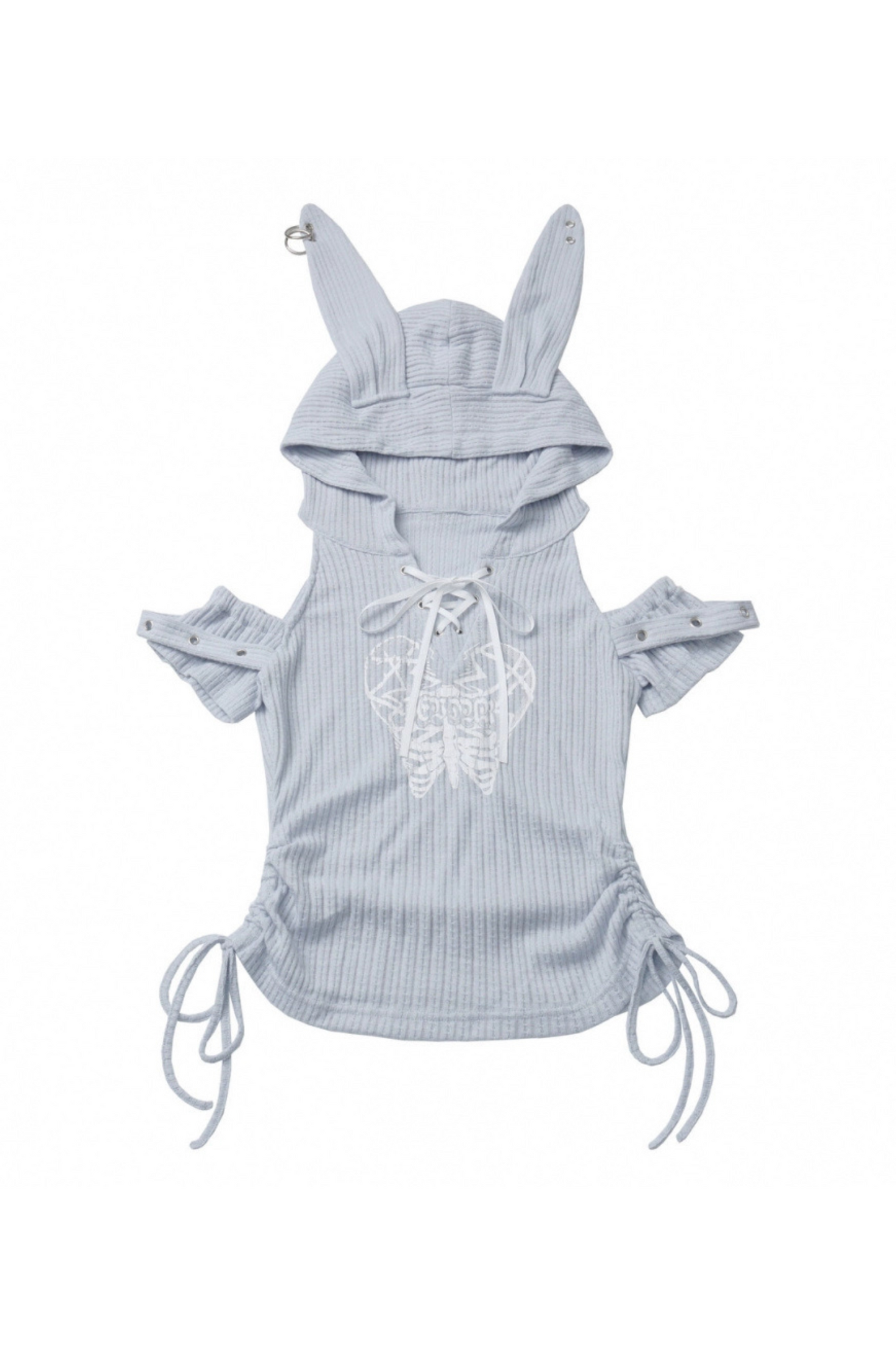 オフショルダーケーキトップ + ウサギのフード付きスカート