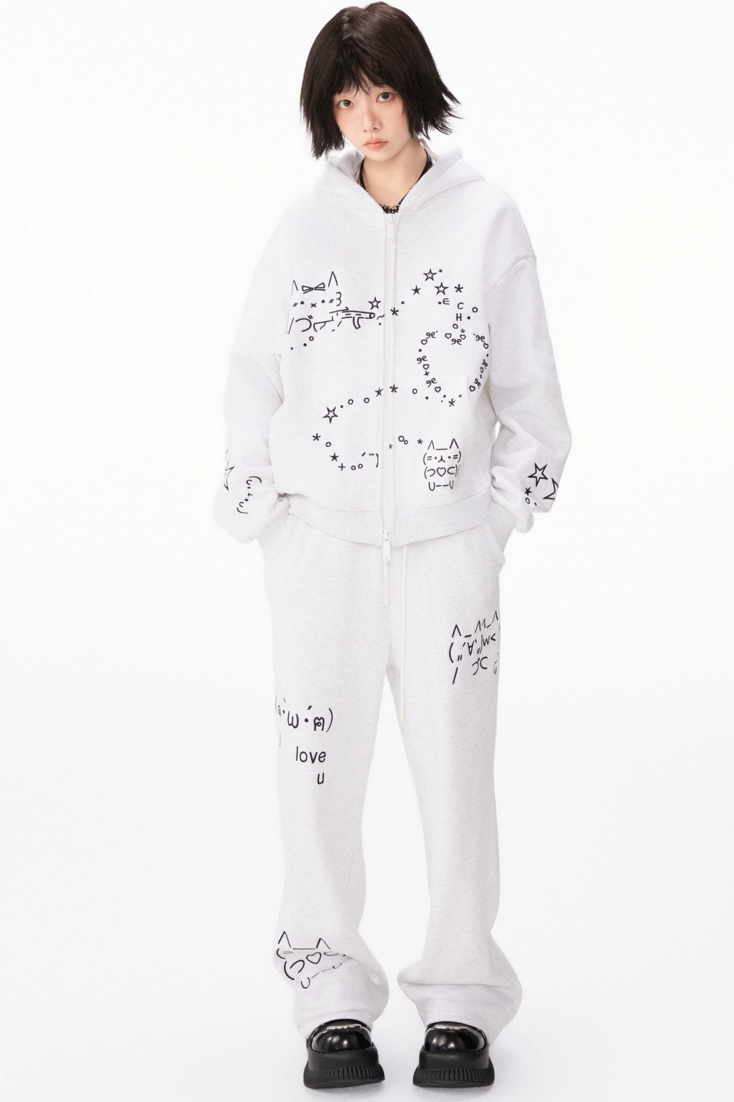 レッグボアフード付き+コンピューターパーカースウェットパンツストレート