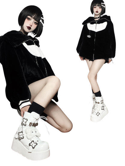 Bone Short Denim Toe Round Small Boots Platform