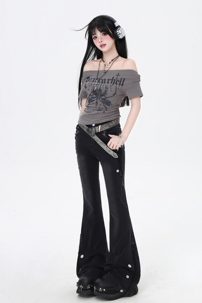 フレアジーンズ ウエストハイ マイクロスリム ヴィンテージ