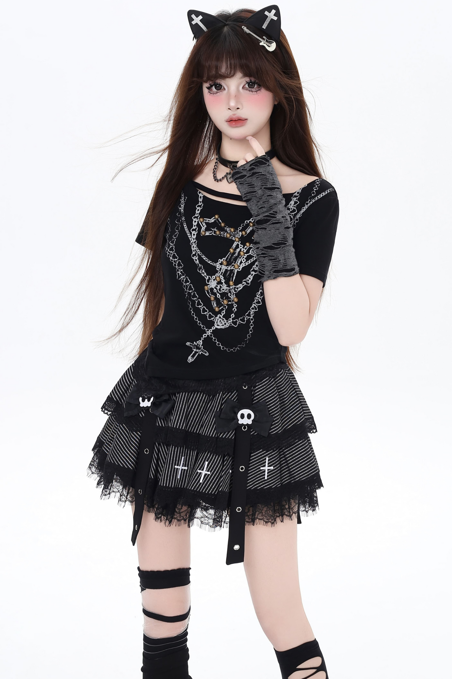 Punkrock Puff Mine Gestreiftes Cake Girl