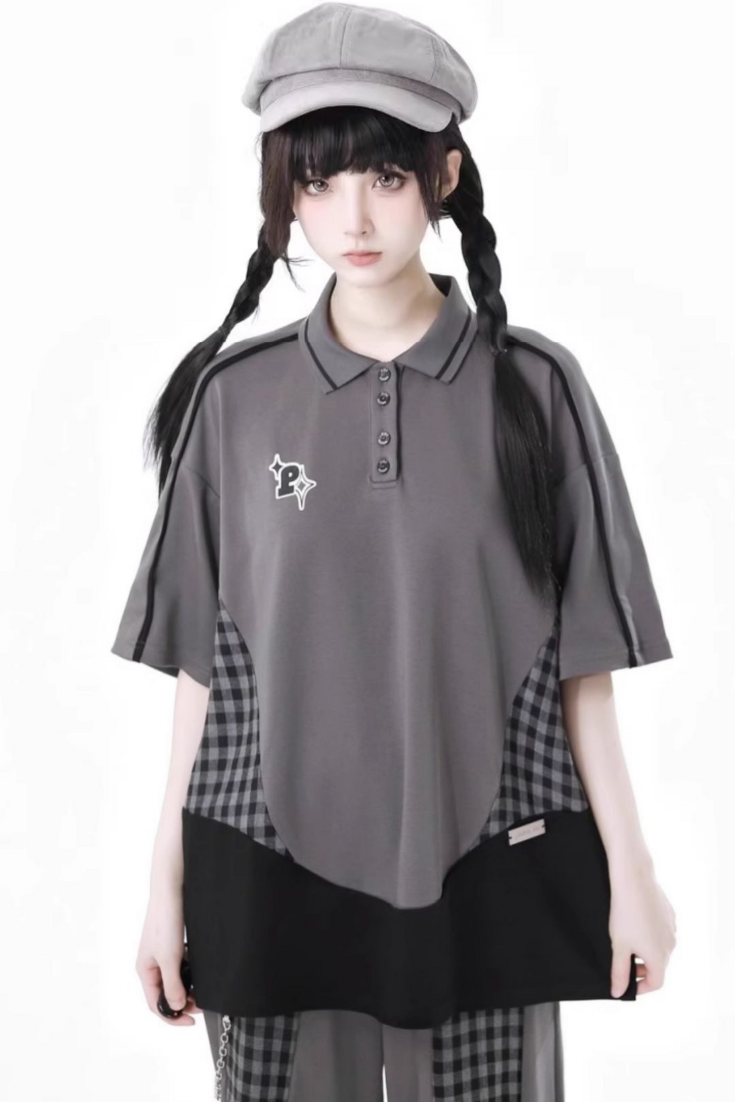 モードトップス チェックパンツ スカート カジュアル ワイド +