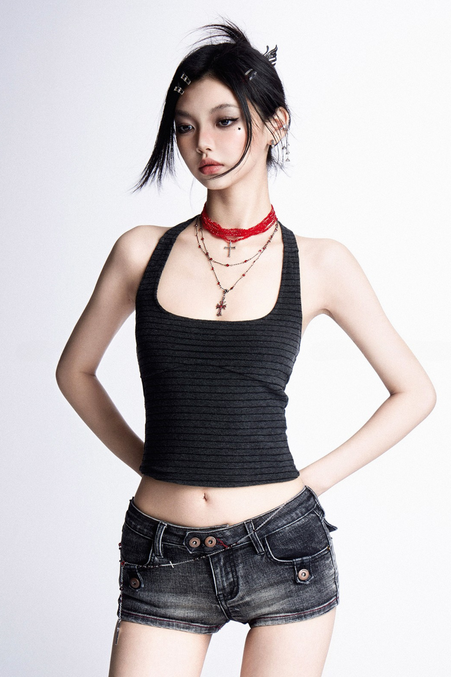 ウエストパンツ スリム ローフィット ホット