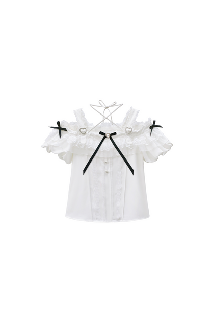 Band + Bluse Rock Produkt Süße Große Mine Bogen Reservierung Taille Hohe