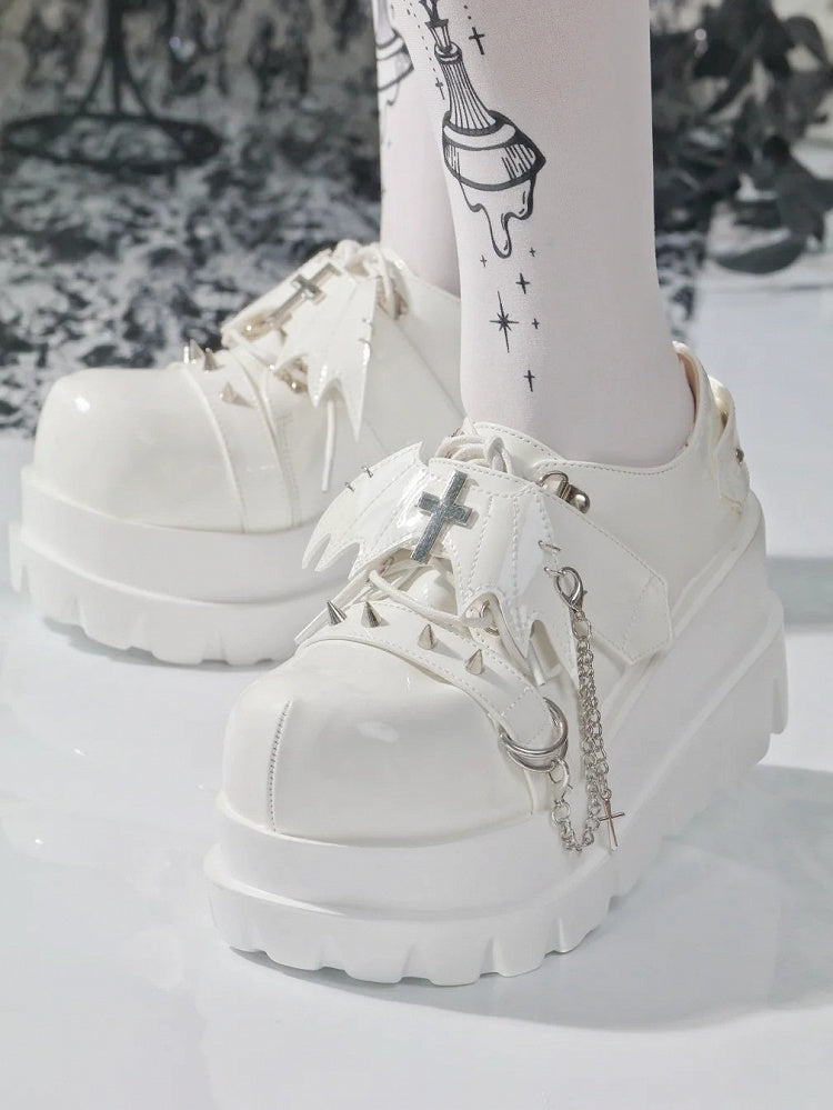 Decor Shoes Polished Closure Punk Hybrid - White Platform Wings