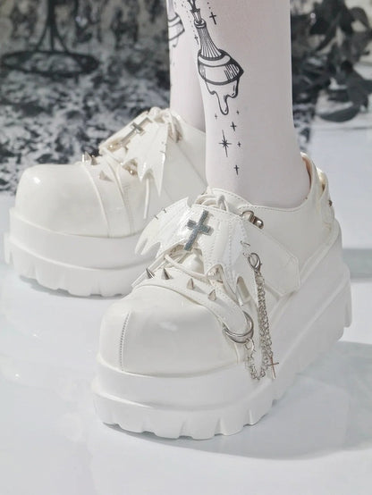 Decor Shoes Polished Closure Punk Hybrid - White Platform Wings