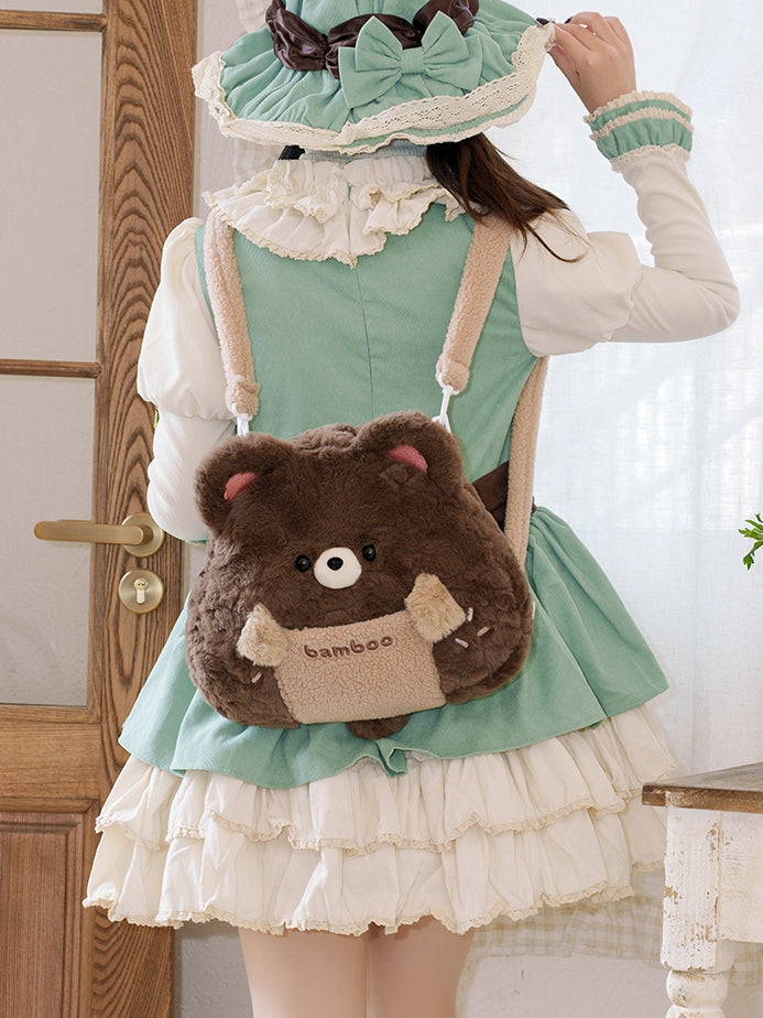 Bear Cute Plush Backpack Brown
