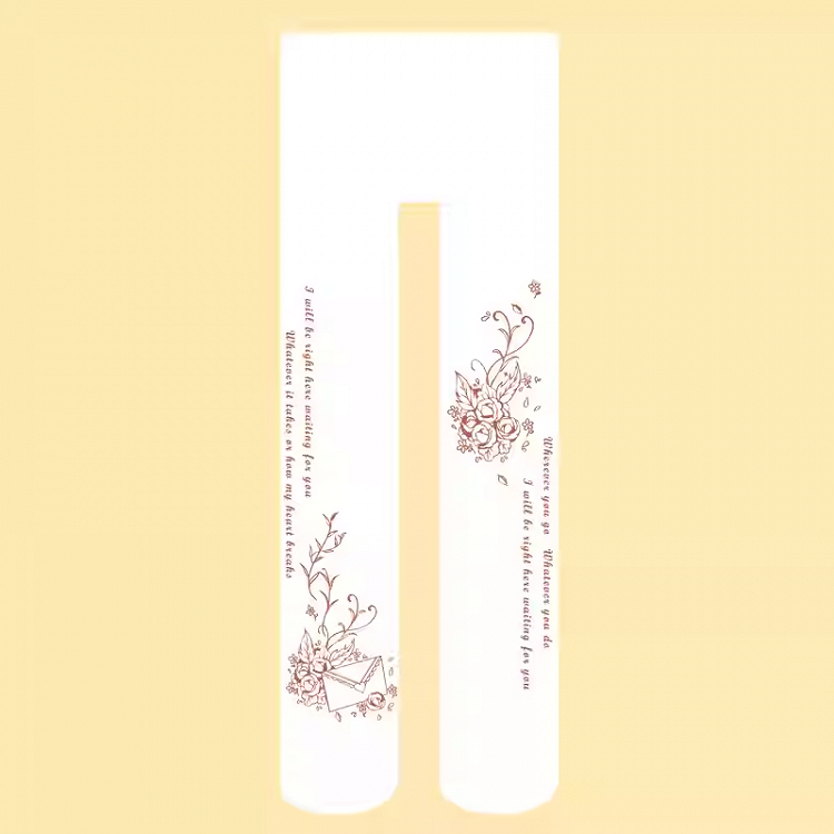 ホワイトの半透けロゼットプリントロリータタイツ