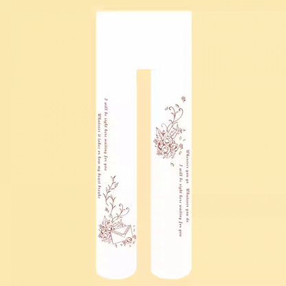 ホワイトの半透けロゼットプリントロリータタイツ