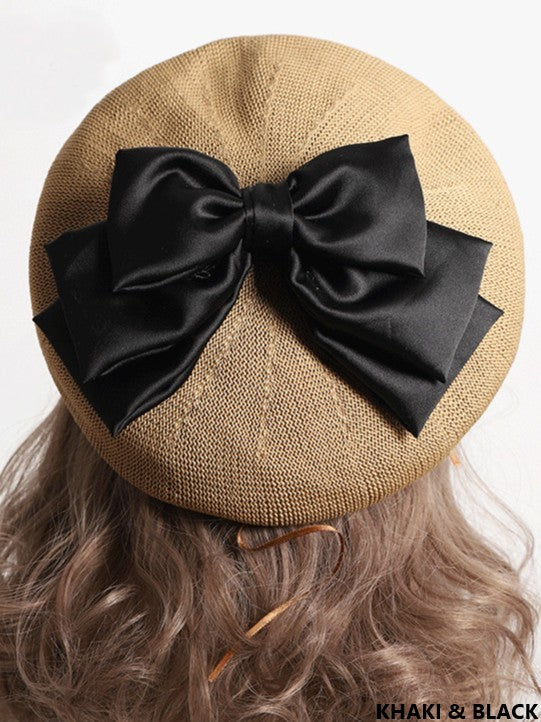 With Bowknot Lolita Color Detachable Options Sweet Beret 18 Large