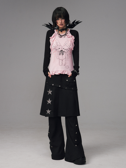 Raglan Details Sleeve Bowknot Long - BlackPink Kawaii Top