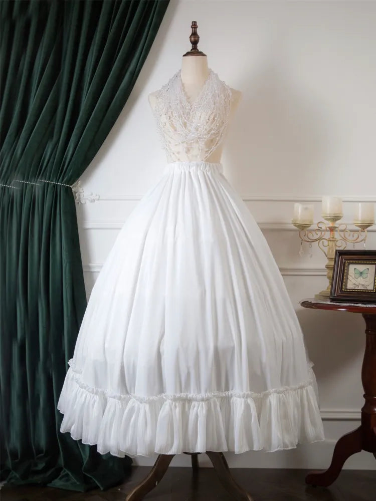 フリル裾サイズ ホワイトシャーリング 50-100CM ウエストクリアランスフリー アンダースカート