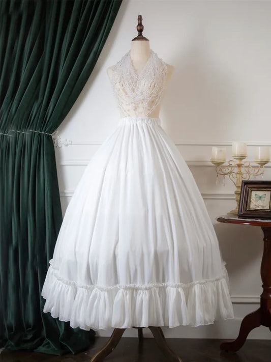 フリル裾サイズ ホワイトシャーリング 50-100CM ウエストクリアランスフリー アンダースカート