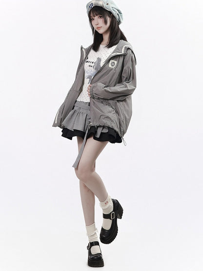Black & White Gingham Layered Skirt with Buckle Strap - PINK SAVIOR