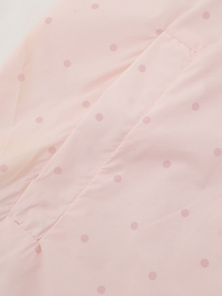 Cute Pink Bunny-Ear Hooded Sun Coat with Polka Dots
