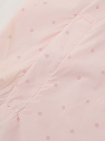 Cute Pink Bunny-Ear Hooded Sun Coat with Polka Dots