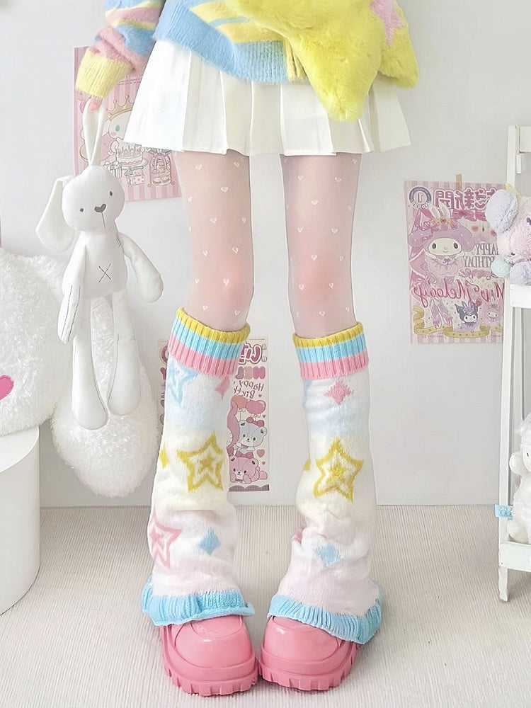 Mitaines tricotées Manga Pastel Étoile Y2K Évasées