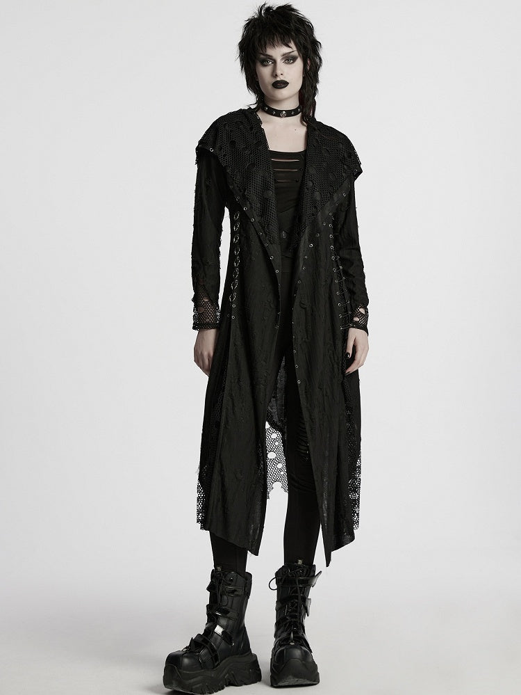 Knitted Black Decadent Coat Gothic Asymmetric