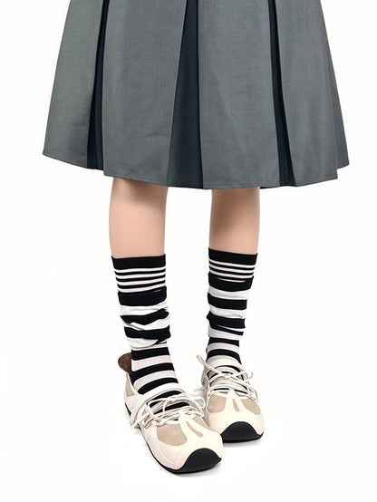 Colors 2 Flared Two-Piece Zebra Print Socks Design Cotton Fake