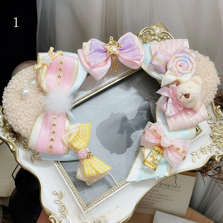 4 Bären süße Optionen Ohren Details Bowknot Lolita KC