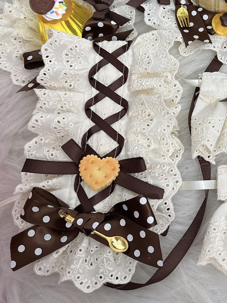 with Ruffled Sweet Biscuit Hairband Decorations White Lolita