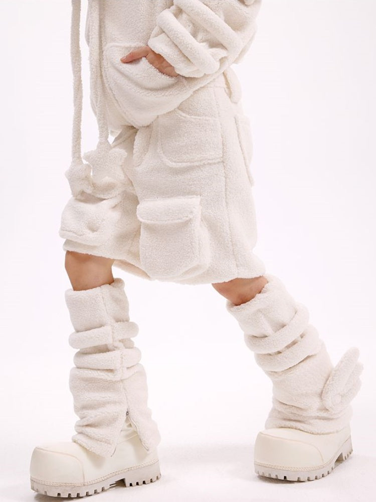 ホワイトエンジェルウィングスフリースレッグウォーマー