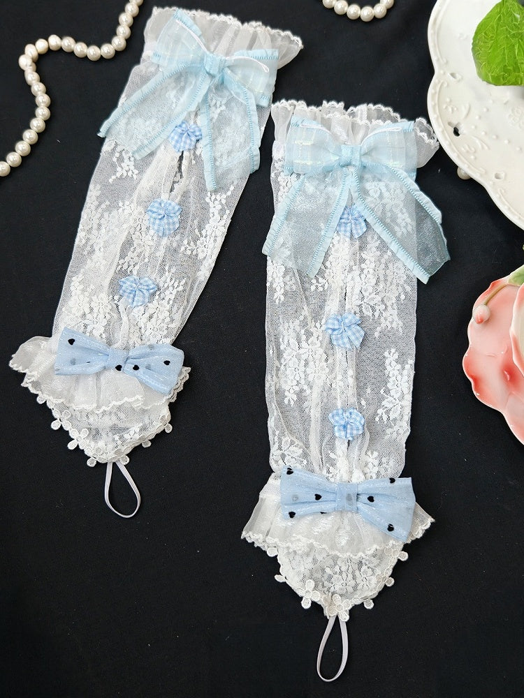 Pink / Purple Blue Cuffs Wrist Lolita White