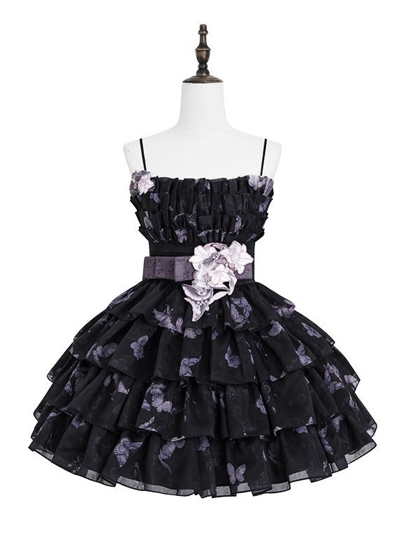 Violet Sweetheart Floral Stitched Layered JSK Gown - Yimu Walnut
