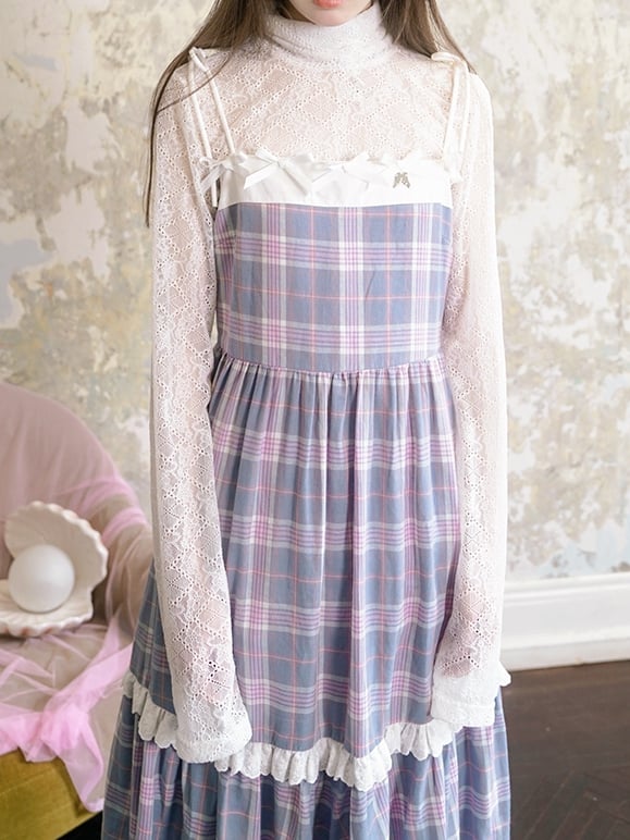 White Semi-Sheer Lace Long Sleeve Top