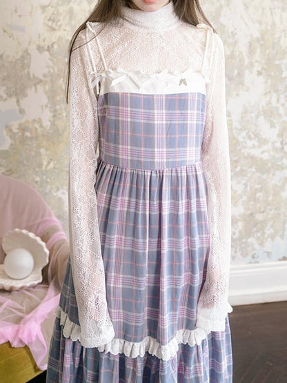 White Semi-Sheer Lace Long Sleeve Top