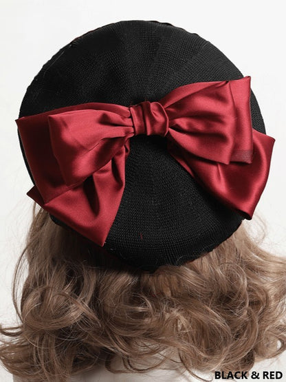 With Bowknot Lolita Color Detachable Options Sweet Beret 18 Large