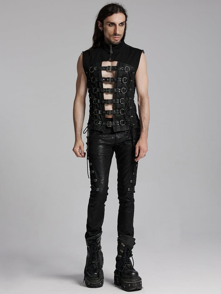 Black Men's Punk Power Sense Personality Vest