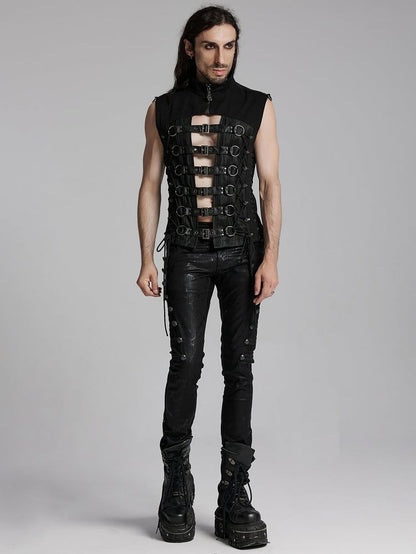 Punk Power Men's Black Personality Vest Sense