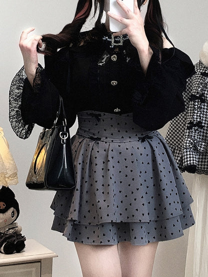 Neckline Illusion Shoulder with Open Blouse Jirai Baggy Kei